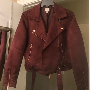 Faux suede moto jacket